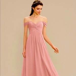 A-Line Off-the-Shoulder Floor-Length Chiffon Bridesmaid Dress With Ruffle